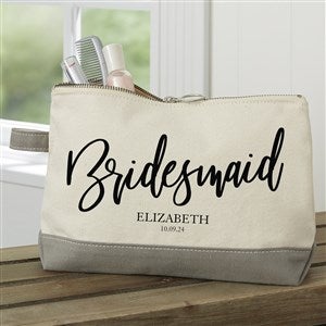 Classic Elegance Personalized Bridal Party Grey Makeup Bag