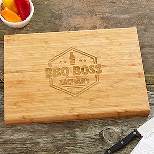 BBQ Boss Personalized Bamboo Cutting Board- 10x14 - 26392