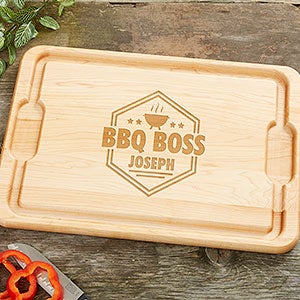 BBQ Boss Personalized Maple Cutting Board - 15x21 - 26393-XL