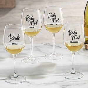 Classic Elegance Wedding Party Personalized White Wine Glass - 26394-W