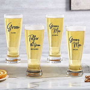 Classic Elegance Wedding Party Personalized Pilsner Glass - 26423-P