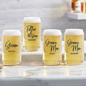 Classic Elegance Wedding Party Personalized Beer Can Glass - 26423-B