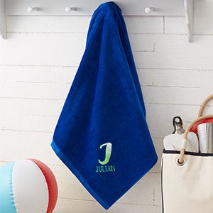 Ombre Initial Embroidered 35x60 Beach Towel - Blue - 26437-B