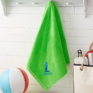 Ombre Initial Embroidered 35x60 Beach Towel- Lime Green - 26437-G
