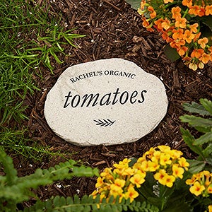 Vegetable Garden Plant Markers Personalized Round Garden Stone - 4.25 x 6 - 26439-S