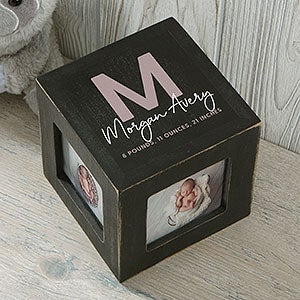 Simple  Sweet Baby Girl Personalized Photo Cube - Black - 26461-B