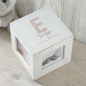 Simple  Sweet Baby Girl Personalized Photo Cube - White - 26461-W