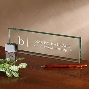 Professional Monogram Personalized Glass Name Plate - 26477
