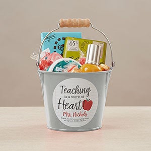 Inspiring Teacher Personalized Mini Metal Bucket-Silver - 26504-S