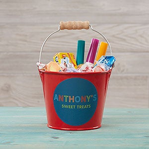 Colorful Name Personalized Mini Metal Bucket for Kids-Red - 26517-R
