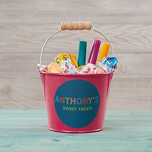 Colorful Name Personalized Mini Metal Bucket for Kids-Pink - 26517-P