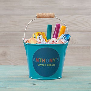 Colorful Name Personalized Mini Metal Bucket for Kids-Turquoise - 26517-T