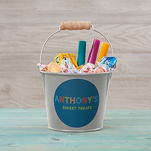 Colorful Name Personalized Mini Metal Bucket for Kids-Silver - 26517-S