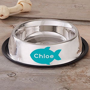 Fish Stainless Steel Personalized Dog Bowl - 26522-F
