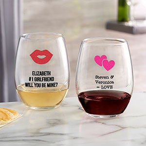 Choose Your Icon Personalized Valentines Day Stemless Wine Glass - 26565-S