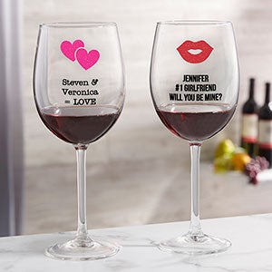Choose Your Icon Personalized Valentines Day Red Wine Glass - 26565-R