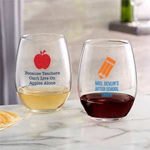 Choose Your Icon Personalized Teacher Stemless Wine Glass - 26574-S