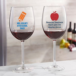 Choose Your Icon Personalized Teacher Red Wine Glass - 26574-R
