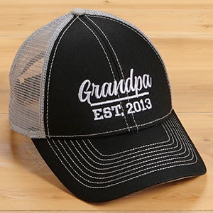 Established Grandpa Embroidered Black  Grey Trucker Hat - 26637-B