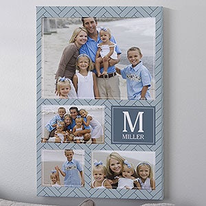 Custom Pattern 4 Family Photo Collage Vertical Canvas Print- 12 x 18 - 26687-S