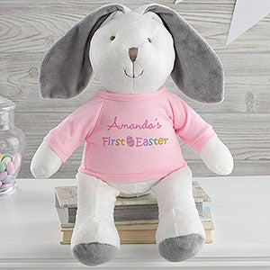 My First Easter Personalized Bunny- White with Pink Shirt - 26709-WP