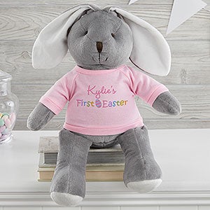 My First Easter Personalized Bunny- Grey with Pink Shirt - 26709-GP