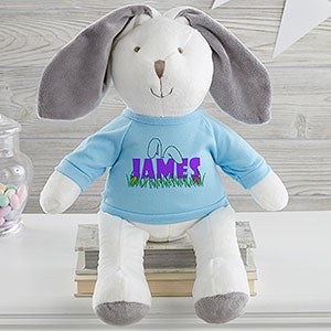 Ears to You Personalized Bunny- White with Blue Shirt - 26710-WB