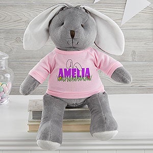 Ears to You Personalized Bunny- Grey with Pink Shirt - 26710-GP