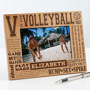 V is for Volleyball Personalized Picture Frame - 4x6 - 2673