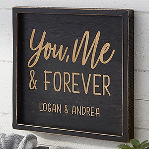 You, Me & Forever Personalized Black Wood Wall Art - 12x12 - 26767-12x12