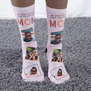 Glad Youre Our Mom Personalized Photo Adult Socks - 26811