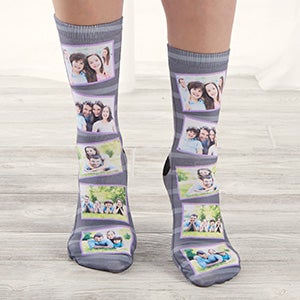 Striped Photo Collage Personalized Adult Socks - 26824