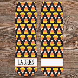 Candy Corn Personalized Halloween Adult Socks