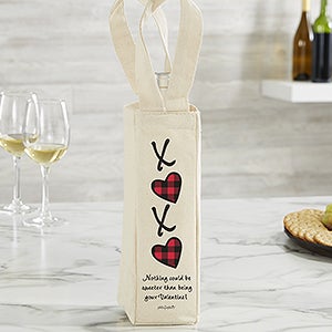 XoXo Buffalo Check by philoSophies® Personalized Wine Tote Bag - 26915