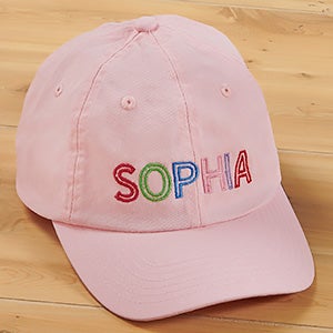 Rainbow Name Embroidered Pink Baseball Cap - 26919-P