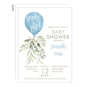 Ready to Pop Baby Boy Shower Party Invitation - Premium - 26946-P