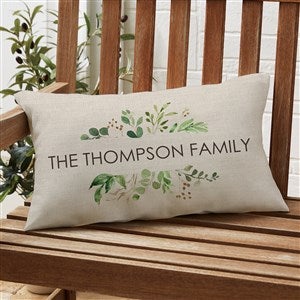 Greenery Welcome Personalized Lumbar Outdoor Throw Pillow - 12” x 22” - 26964-LB