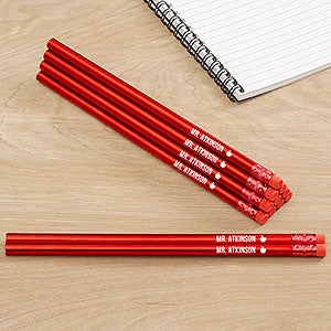 Name & Icon Metallic Red Personalized Pencil Set of 12 - 26965-R
