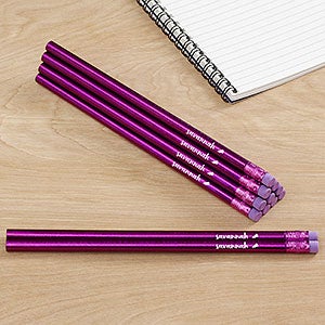 Name & Icon Metallic Purple Personalized Pencil Set of 12 - 26965-PU