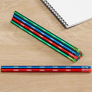 Metallic Blue, Red  Green Personalized Pencil Set of 12 - 26967-BRG