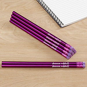 Write Your Own Metallic Purple Personalized Pencil Set of 12 - 26968-PU