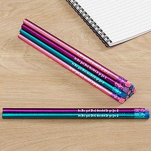 Name & Icon Metallic Blue, Red, Green Personalized Pencil Set of 12