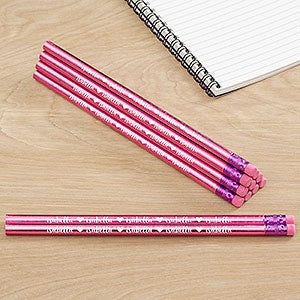 Icons Metallic Pink Personalized Pencil Set of 12 - 26969-PI