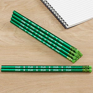 Icons Metallic Green Personalized Pencil Set of 12 - 26969-G
