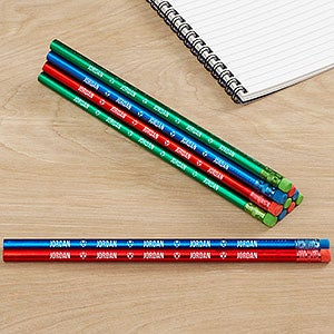 Icons Blue, Red, Green Personalized Pencil Set of 12 - 26969-BRG