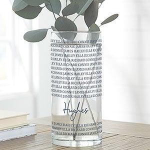Family Repeating Names Personalized Cylinder Glass Flower Vase - 27010