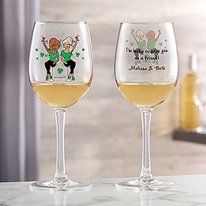 Lucky Friends philoSophies Personalized White Wine Glass - 27041-W