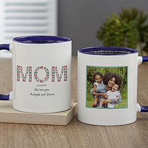 Butterfly Mom Photo philoSophies® Personalized Coffee Mug 11 oz.- Blue - 27047-BL