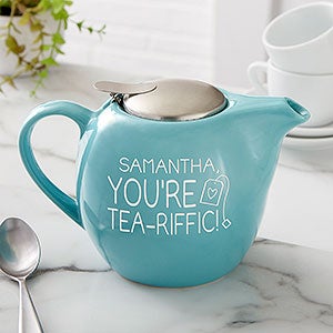 Teariffic Personalized 30 oz. Turquoise Teapot - 27079