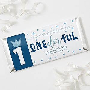 Onederful Boy First Birthday Personalized Candy Bar Wrappers - 27108